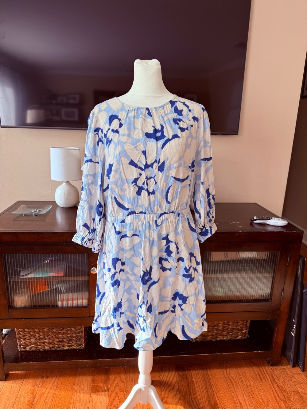 LOFT LINEN Blue Floral Lightweight Women’s Dress